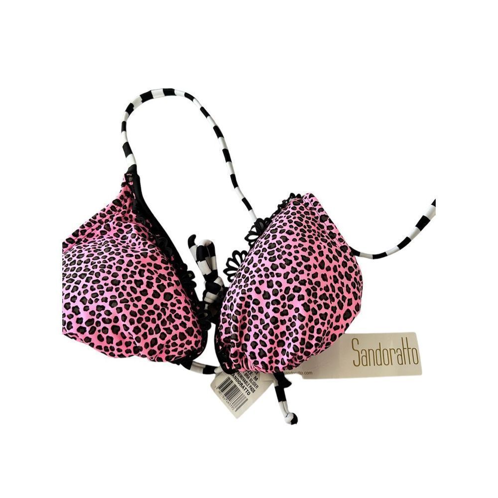 sandoratto bikini top pink animal print bikini top size medium NWT